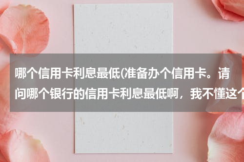 哪个信用卡利息最低(准备办个信用卡。请问哪个银行的信用卡利息最低啊，我不懂这个，大神帮帮忙)