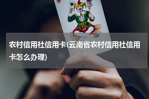 农村信用社信用卡(云南省农村信用社信用卡怎么办理)