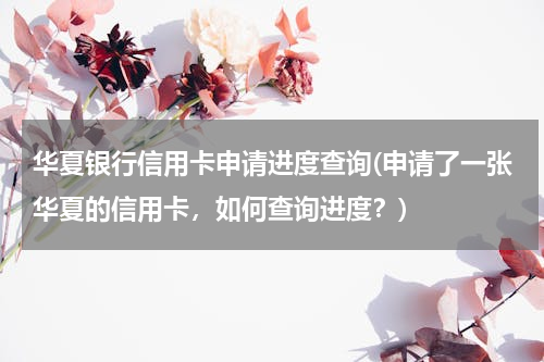 华夏银行信用卡申请进度查询(申请了一张华夏的信用卡，如何查询进度？)