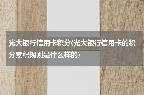 光大银行信用卡积分(光大银行信用卡的积分累积规则是什么样的)