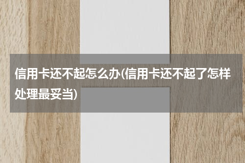 信用卡还不起怎么办(信用卡还不起了怎样处理最妥当)