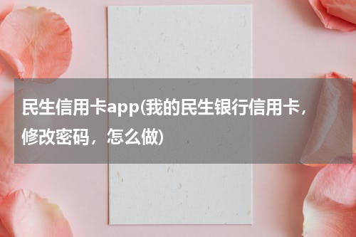 民生信用卡app(我的民生银行信用卡，修改密码，怎么做)