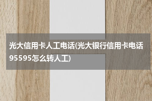 光大信用卡人工电话(光大银行信用卡电话95595怎么转人工)